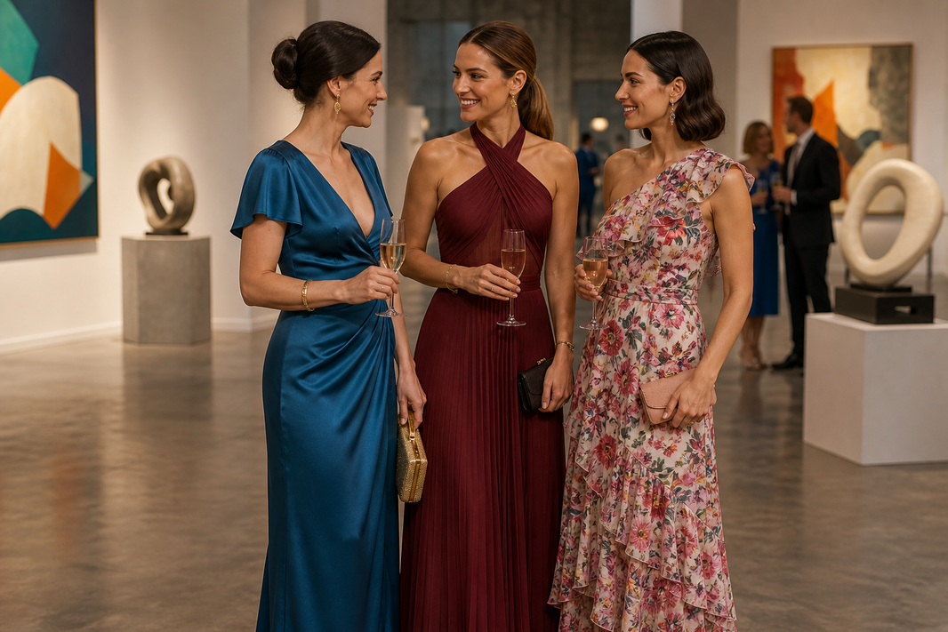 Editorial scene for wedding guest dress colors