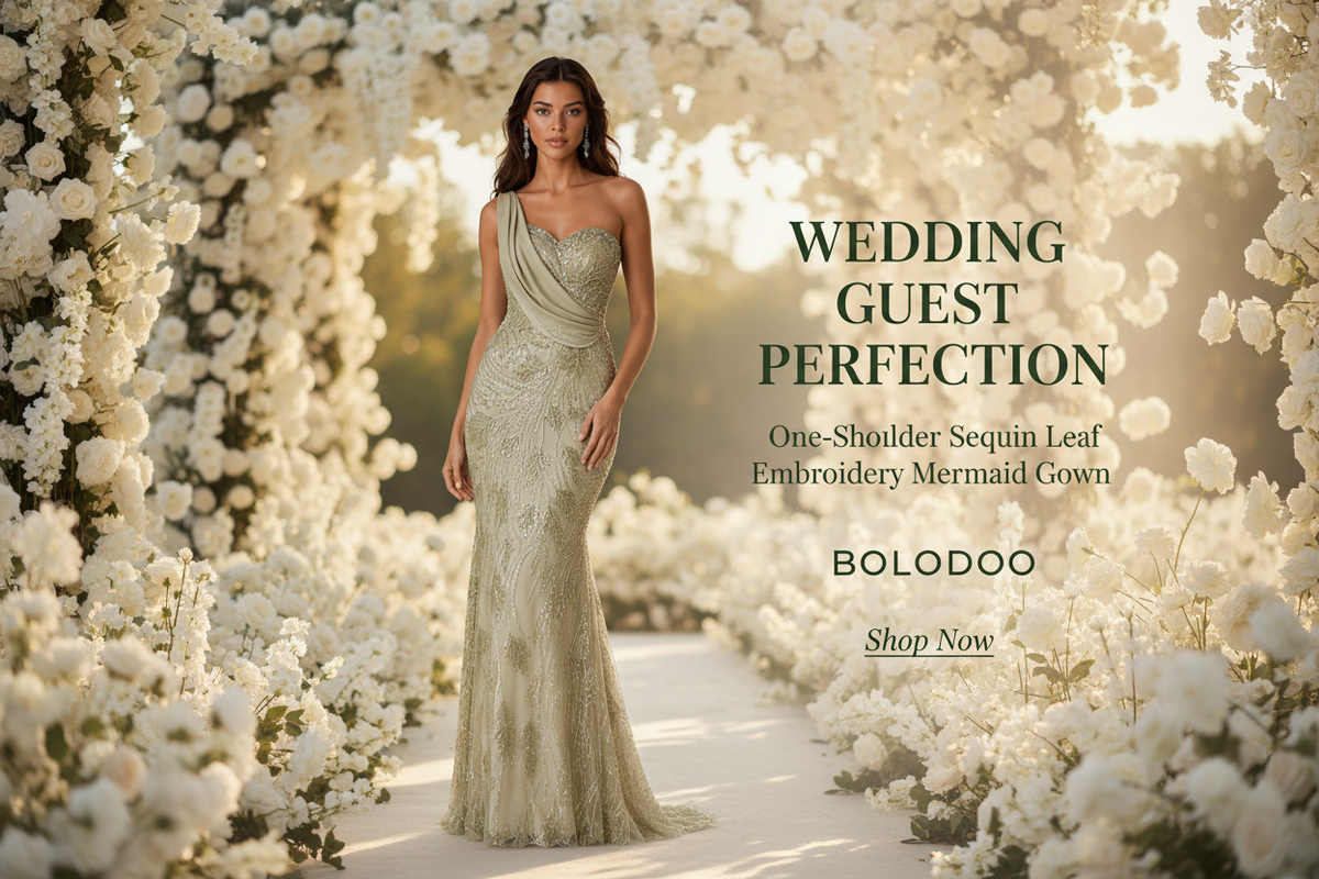 Sage Green Sequin Gown Wedding Banner