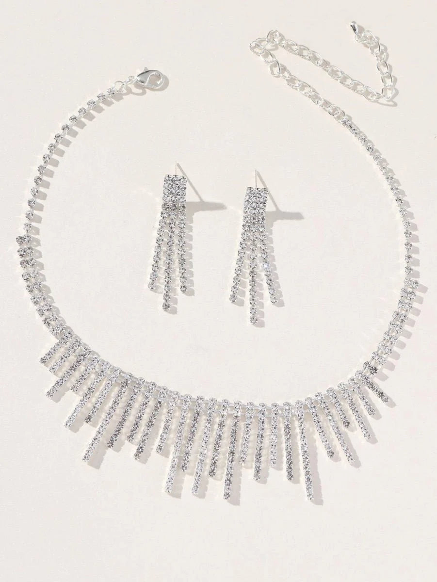 Tassel Necklace Earrings Pendant Two Piece Set