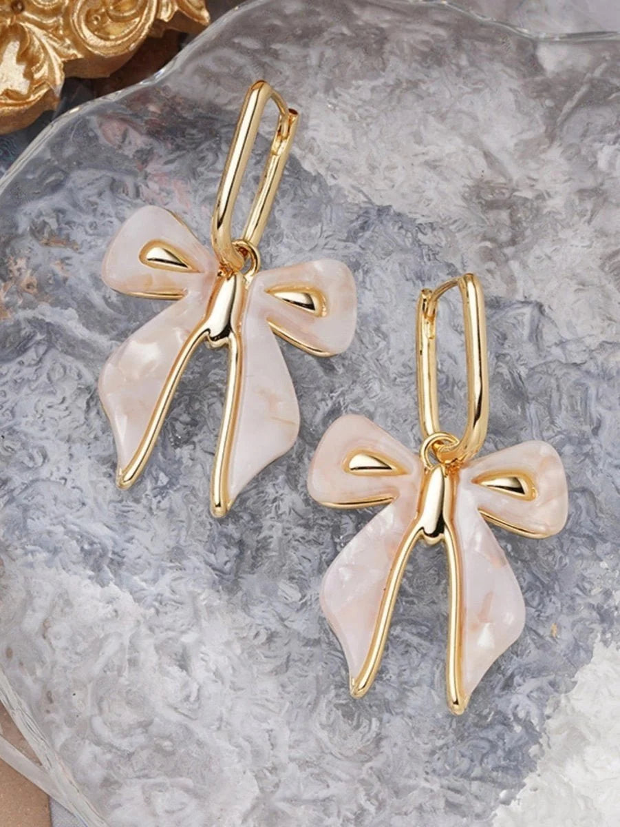 White Cute Bow Earrings - BOLODOO