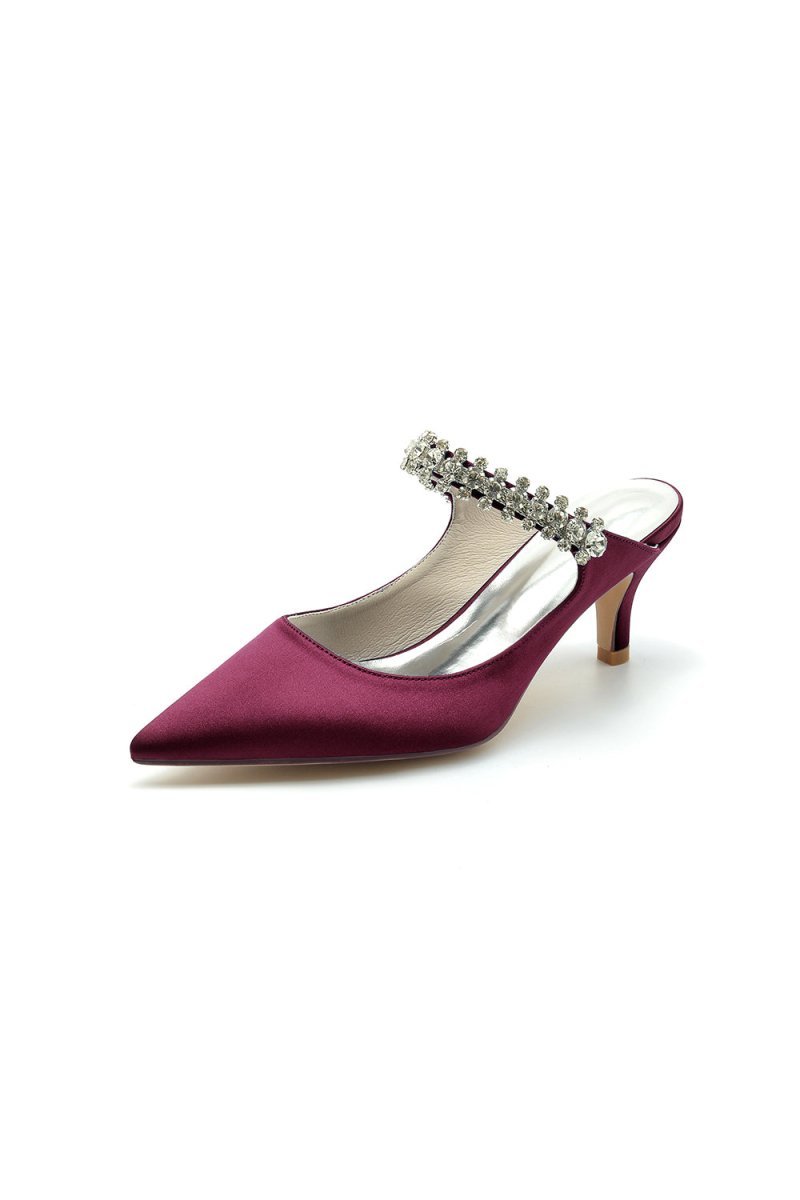 Pointed Toe Rhinestone High Heels - BOLODOO