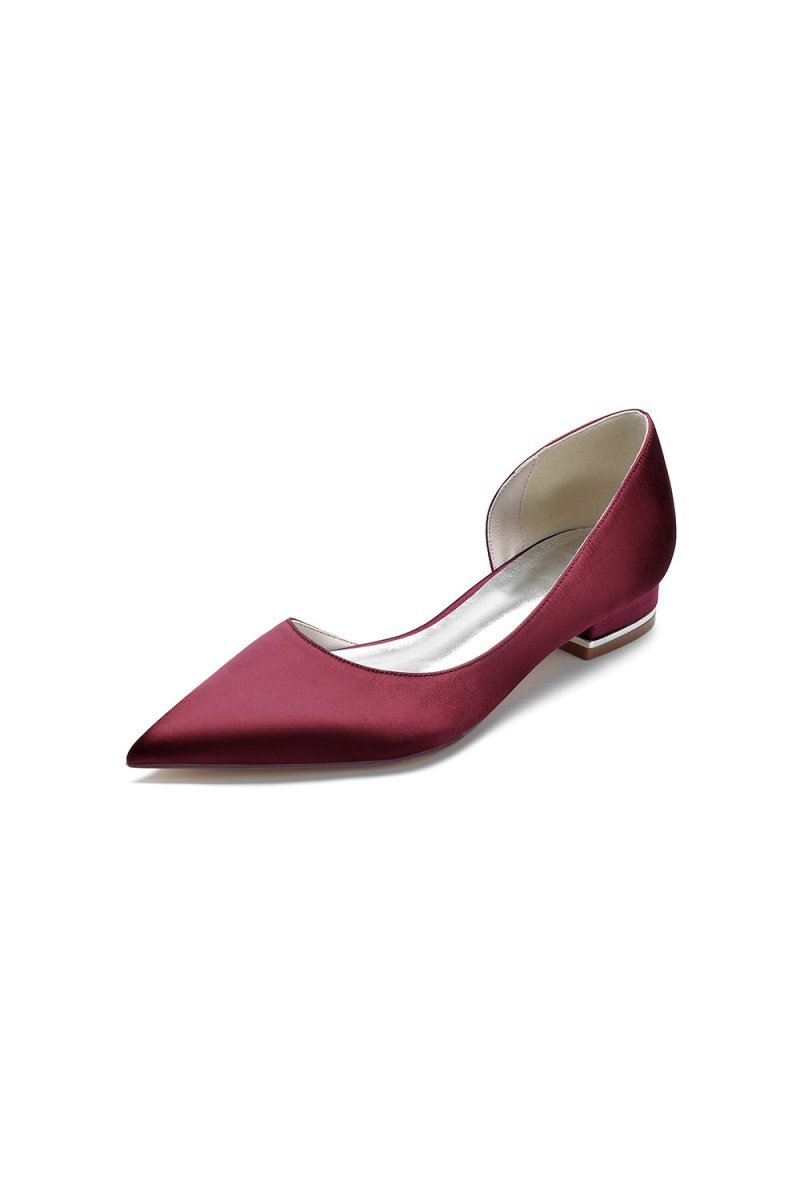 Simple Satin Pointed Toe Kitten Heels - BOLODOO