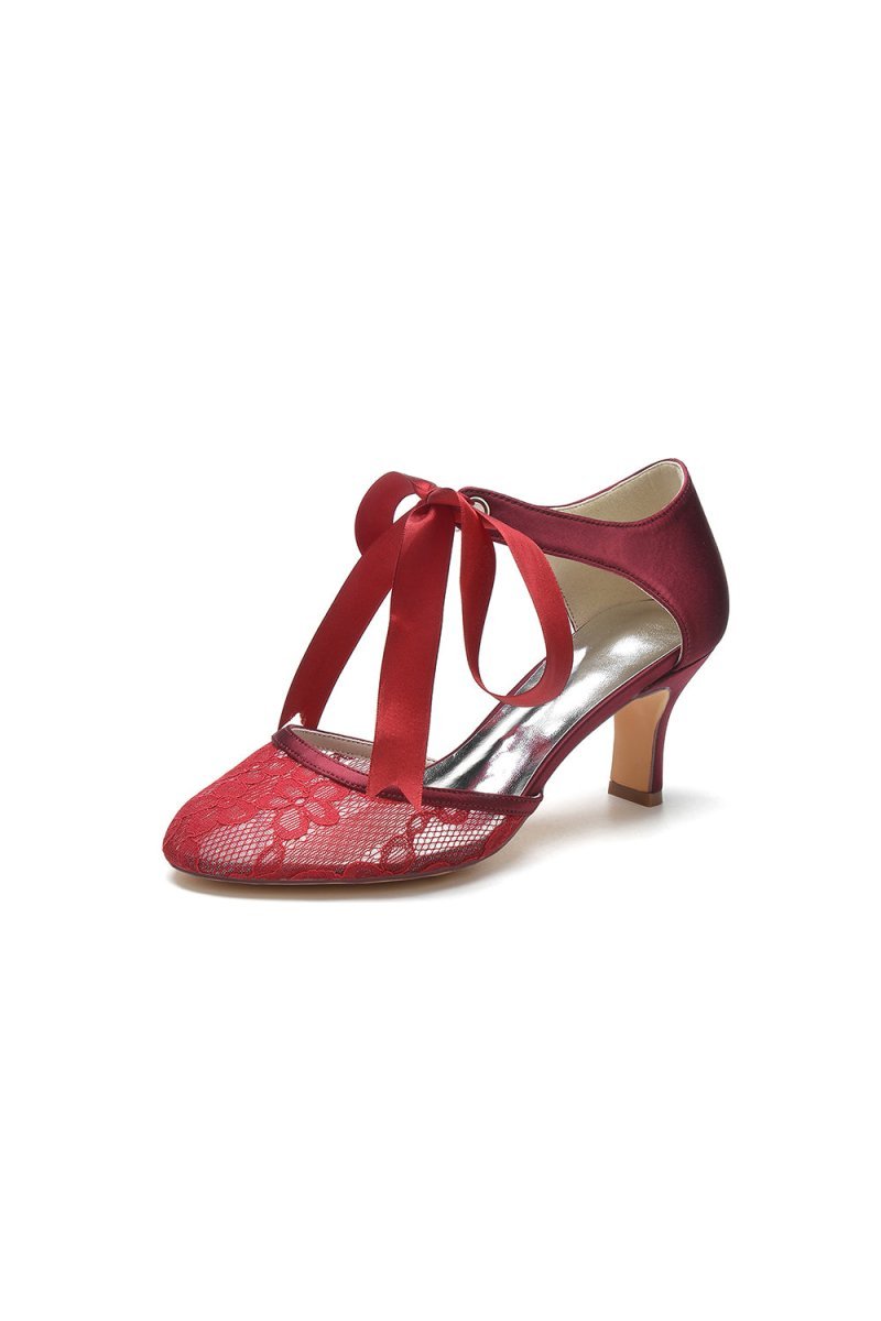 Elegant White Lace High Heels with Bow Accent - BOLODOO