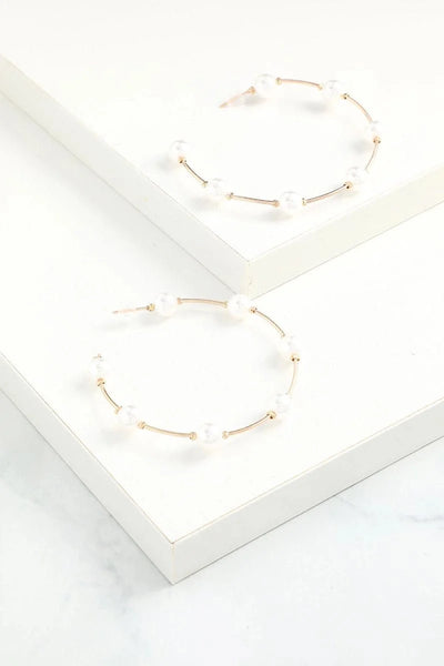 White Pearl Circle Earrings