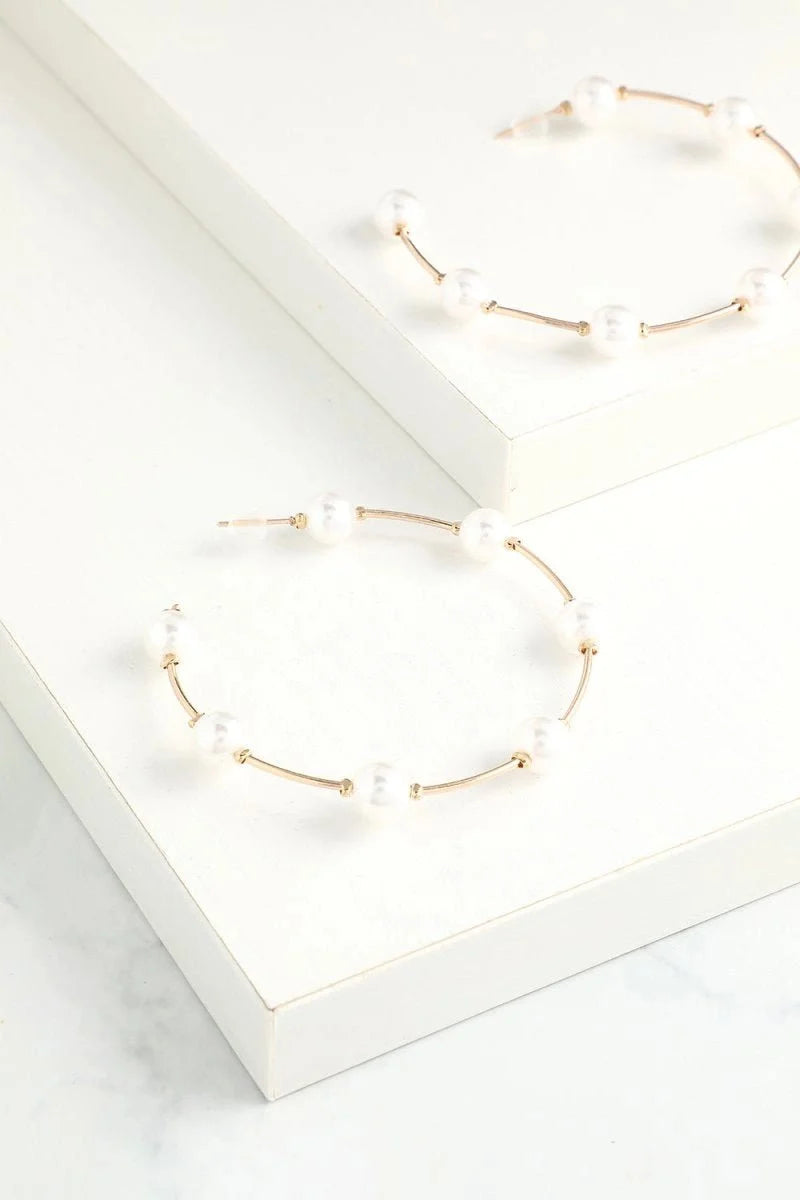 White Pearl Circle Earrings