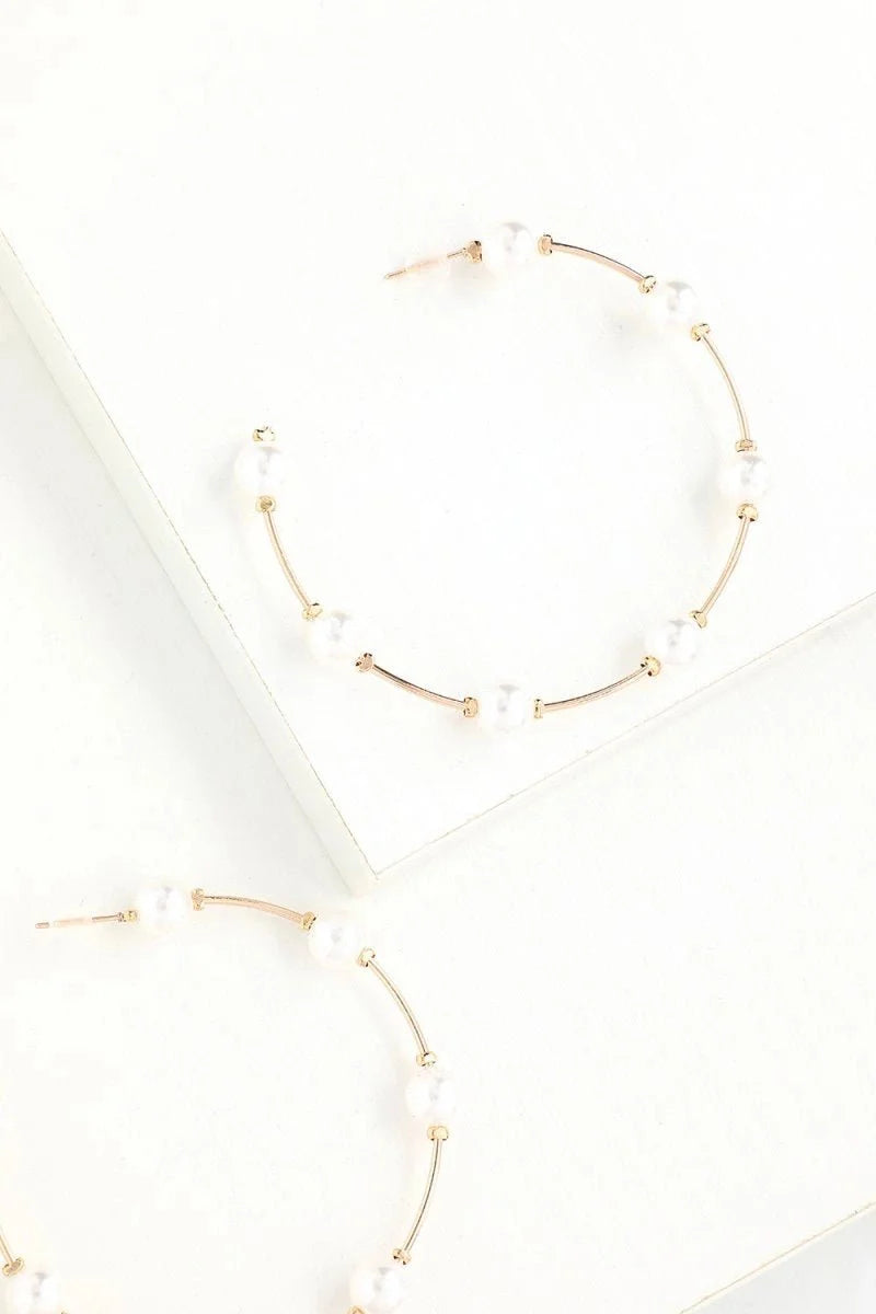 White Pearl Circle Earrings