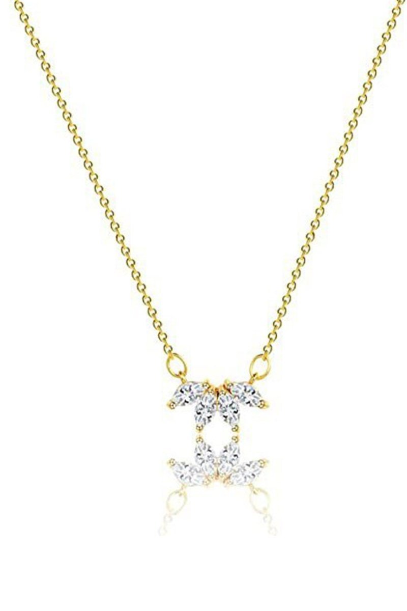 Leaf Pendant Rhinestone Necklace - BOLODOO