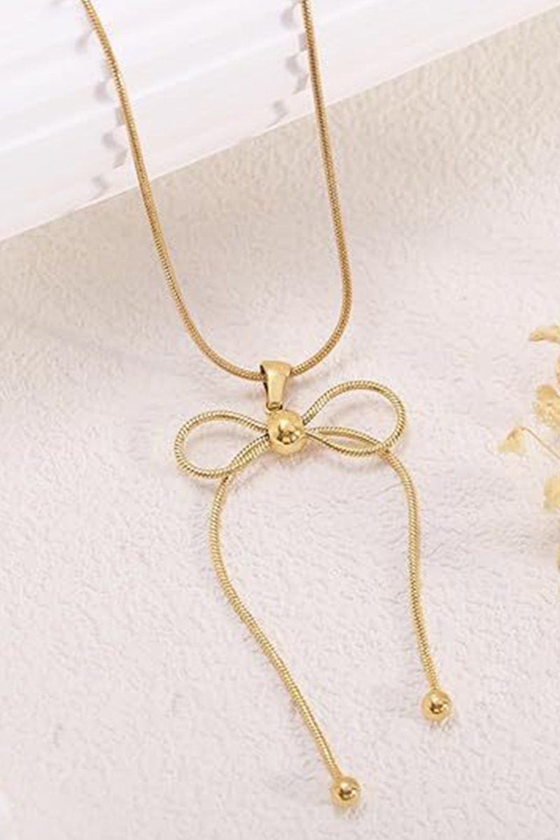 Gold Bow Pendant Necklace - BOLODOO