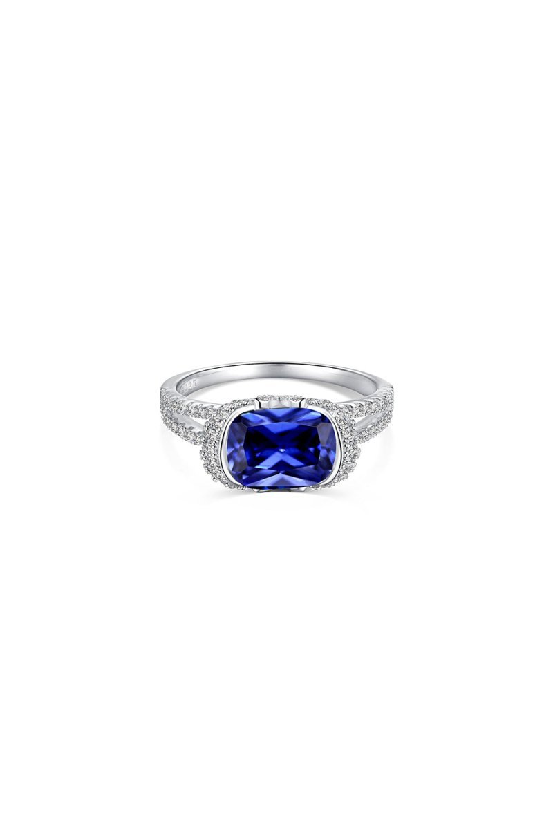 2.5 Carat Fat Rectangle Sapphire Engagement Ring - BOLODOO