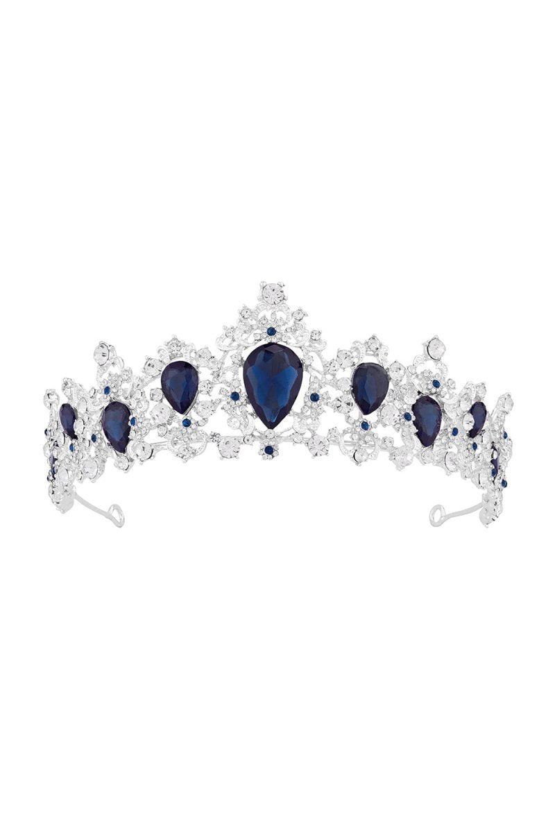 Sapphire - Embellished Tiara in Silver - BOLODOO
