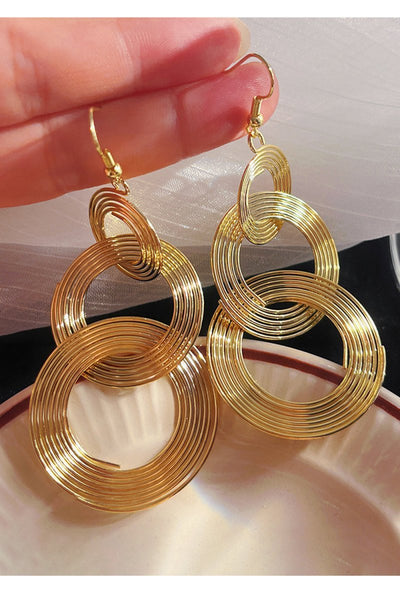 Long Gold triple swirl Earrings