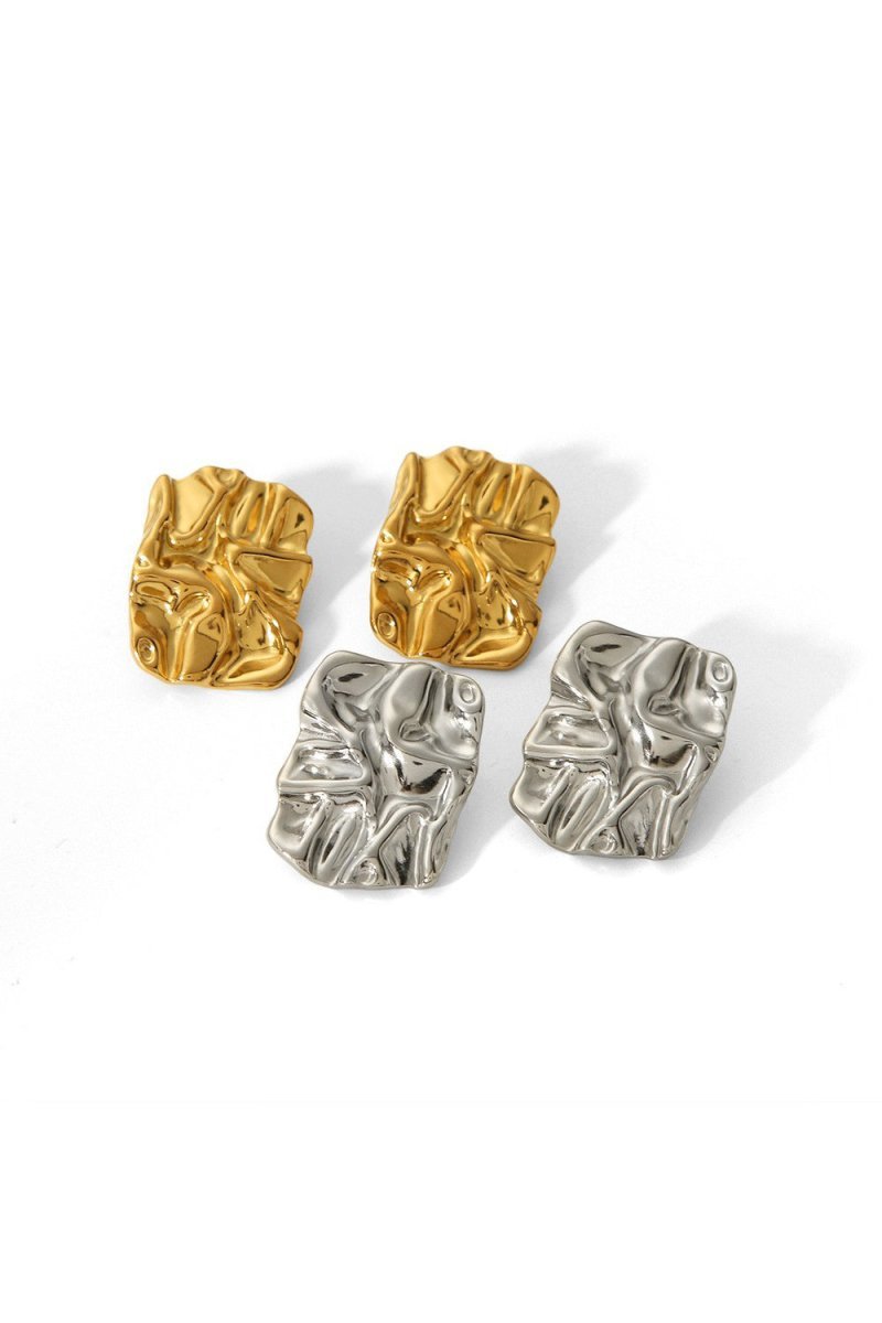 Geometric Rectangle Gold Stud Earrings - BOLODOO