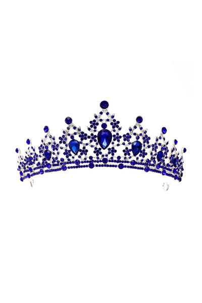 Crystal - Embellished Tiara in Blue Tone - BOLODOO