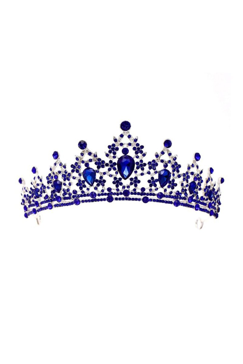 Crystal - Embellished Tiara in Blue Tone - BOLODOO