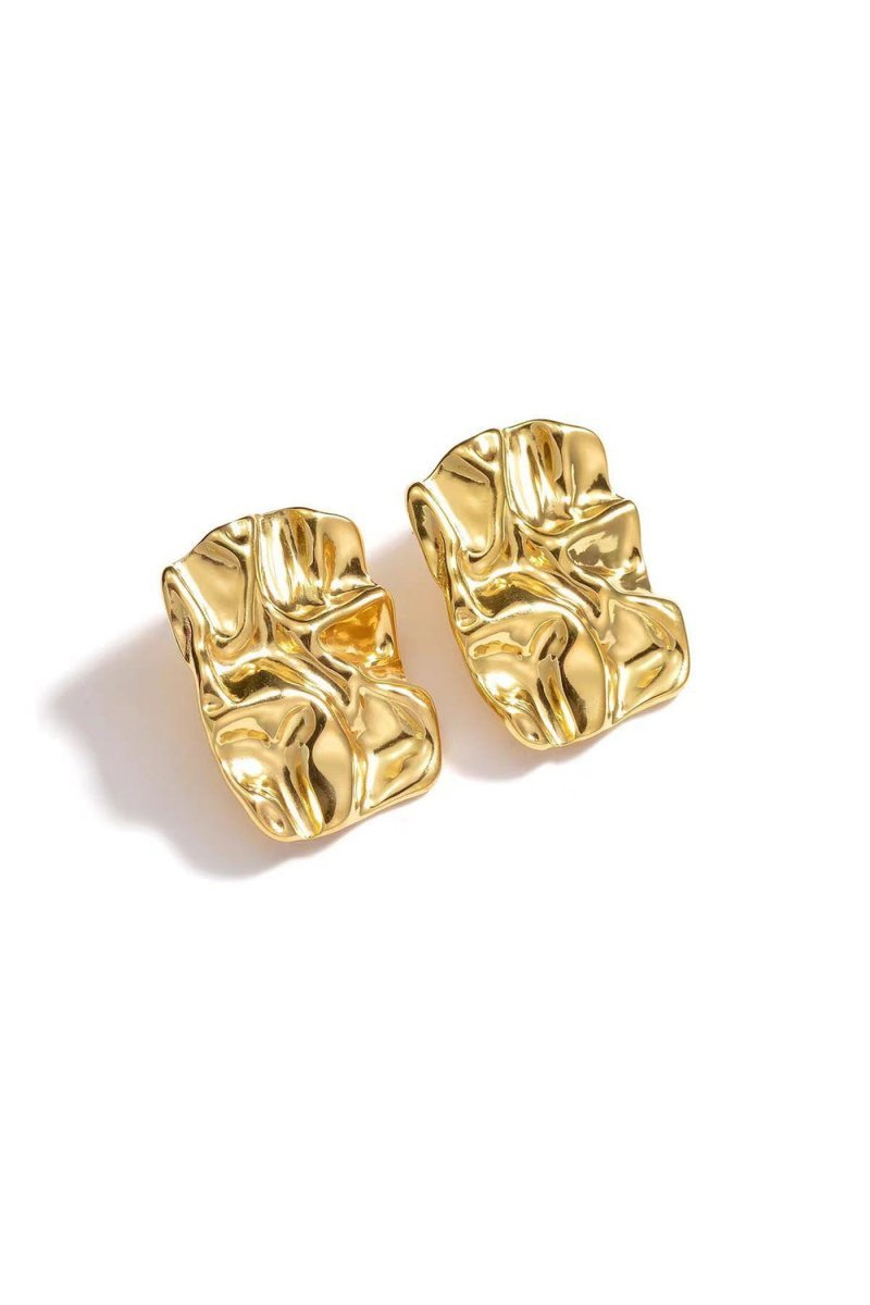 Geometric Rectangle Gold Stud Earrings - BOLODOO