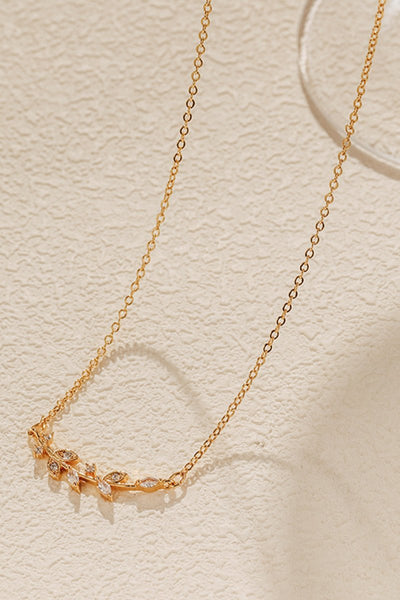 Leaf Pendant Zircon Necklace - BOLODOO