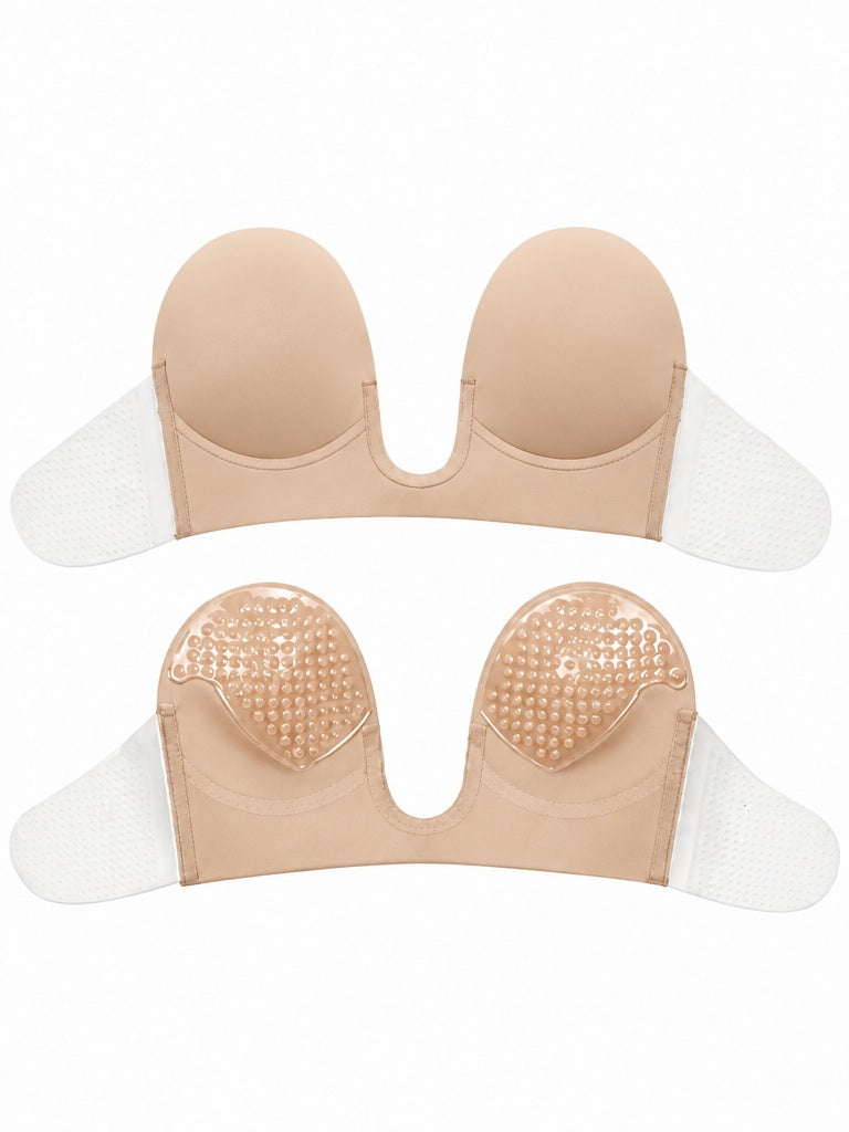 BOLODOO Nude Adhesive Strapless Push-Up Bra for Backless Dresses 