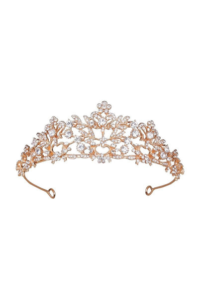 Rose Gold Pink Tiara Bridal Hair Accessories - BOLODOO
