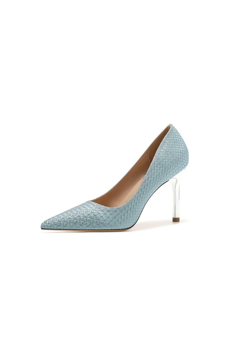 Wedding Shoes Microfiber Leather Close - Toe Stiletto Heel With Sequins - BOLODOO