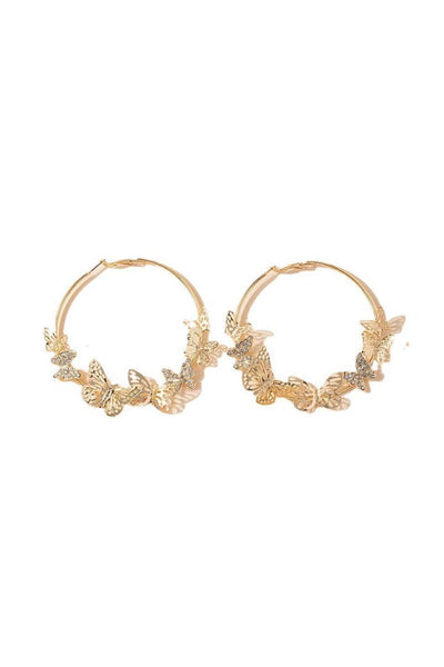 Butterfly Hoop Earrings Gold - BOLODOO