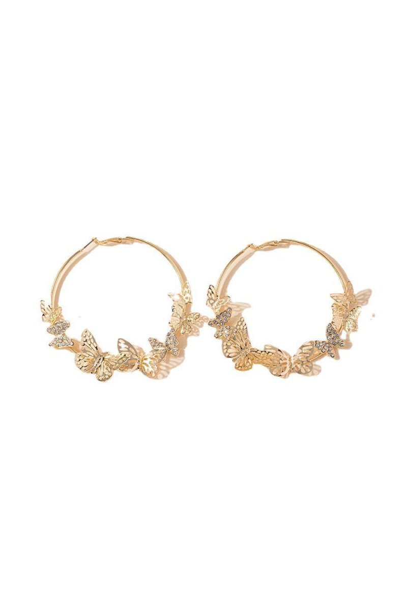 Butterfly Hoop Earrings Gold - BOLODOO