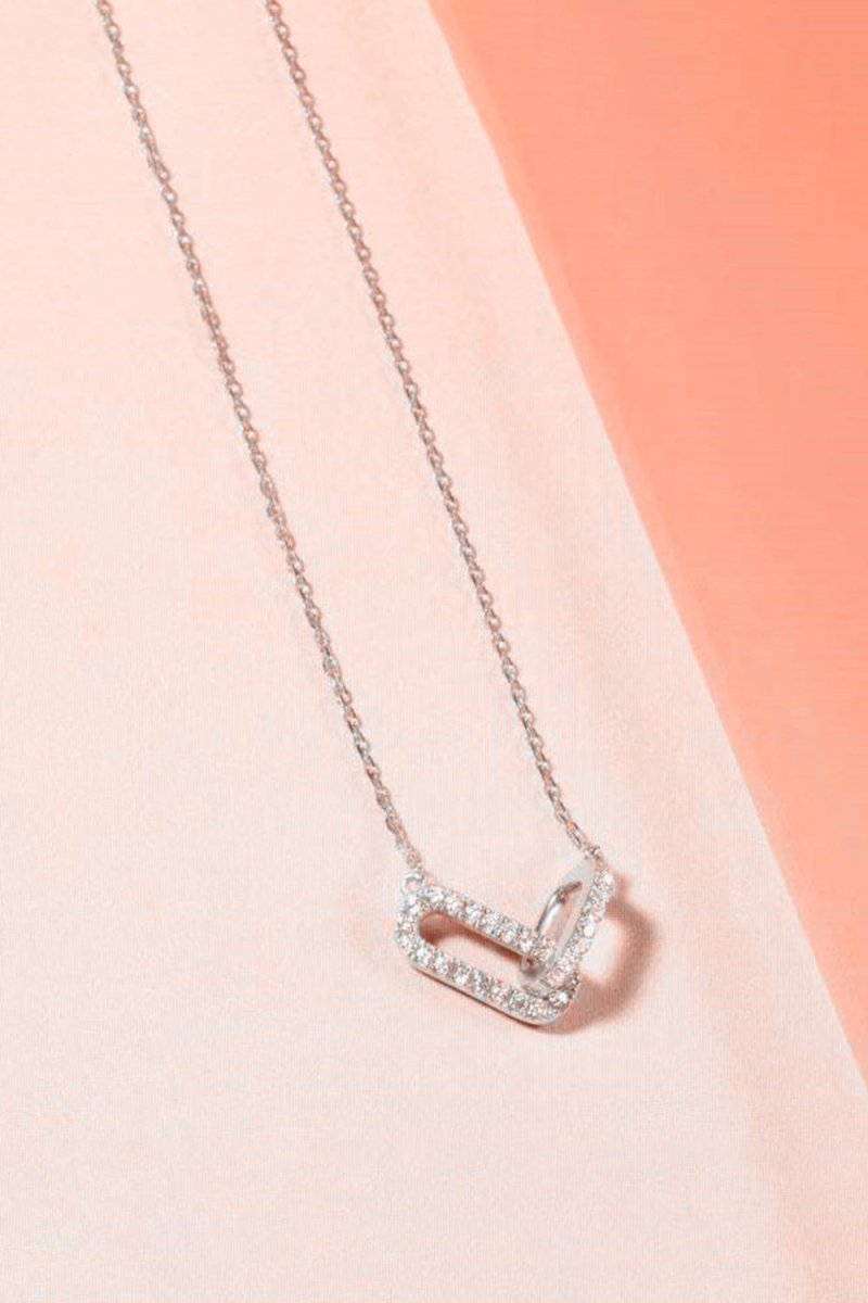 Double Oval Knot Pendant Diamond Necklace - BOLODOO