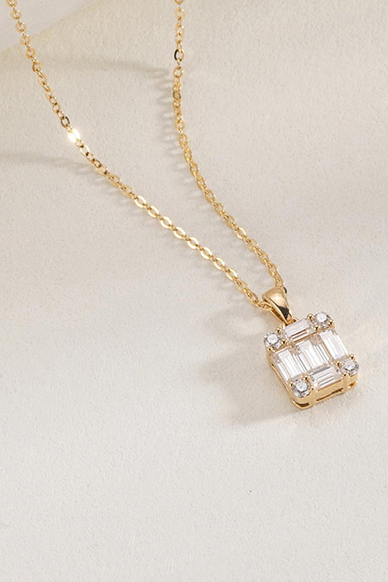 Gold Square Zircon Pendant Necklace - BOLODOO