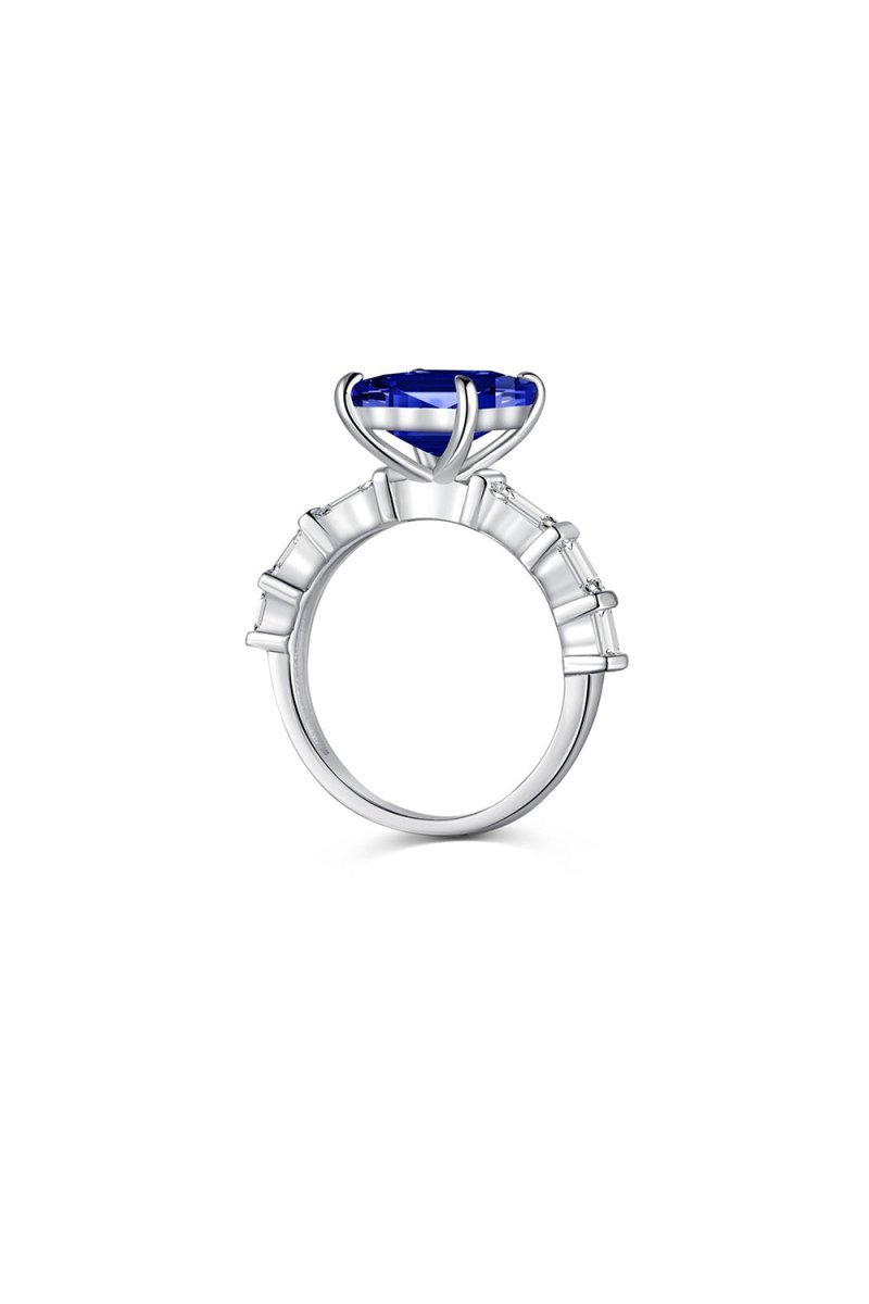 4 Carat Rectangle Sapphire Engagement Ring