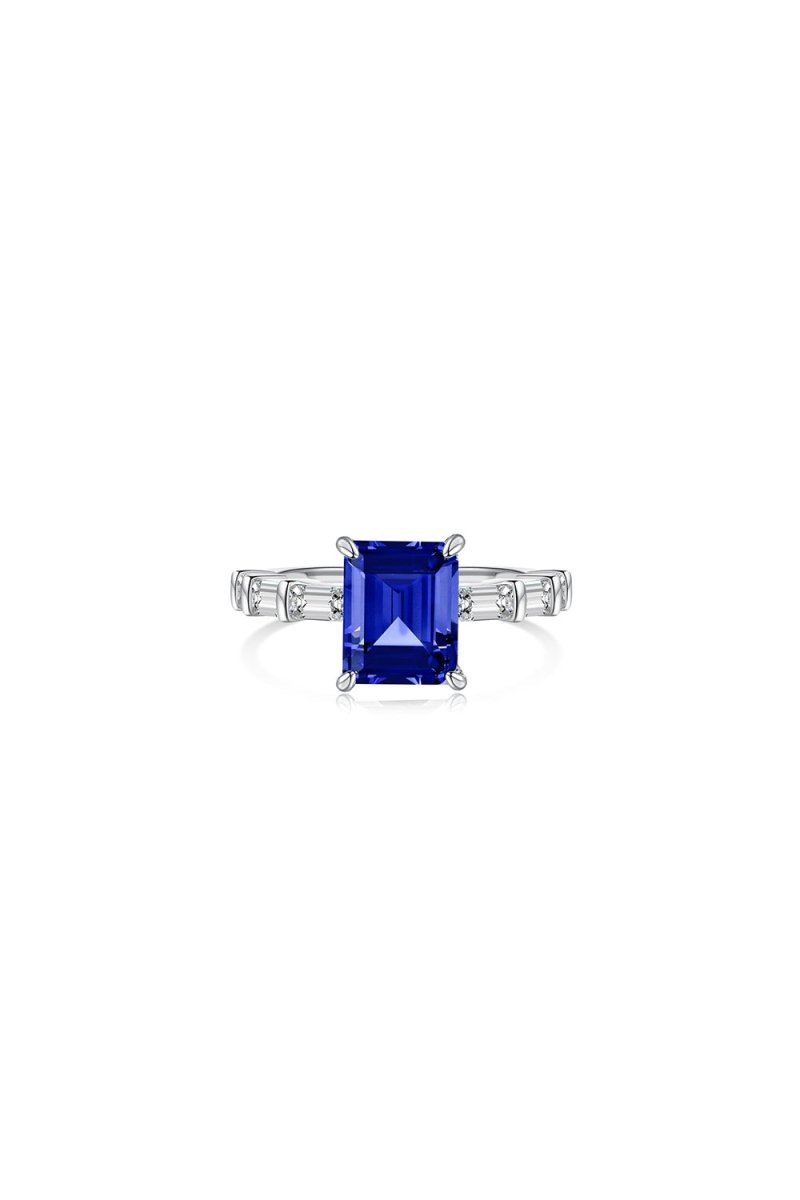 4 Carat Rectangle Sapphire Engagement Ring - BOLODOO