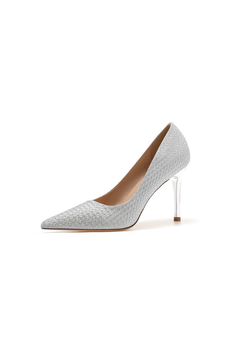 Wedding Shoes Microfiber Leather Close - Toe Stiletto Heel With Sequins - BOLODOO