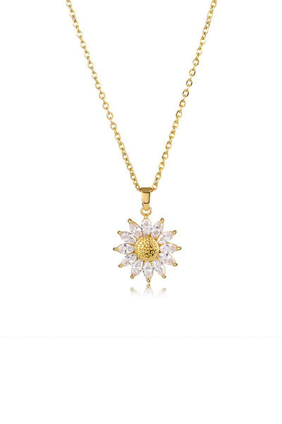 Sunflower Pendant Zircon Necklace - BOLODOO