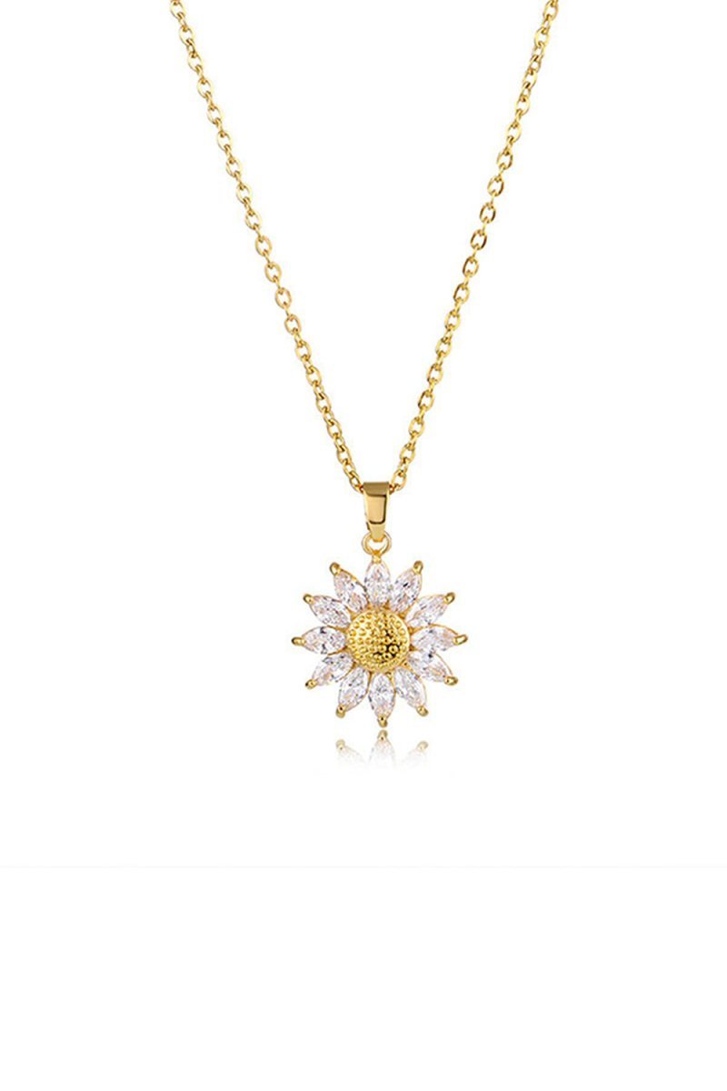 Sunflower Pendant Zircon Necklace - BOLODOO