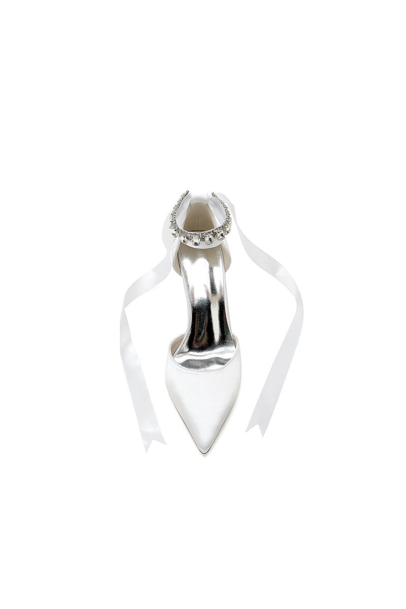 Pointed Toe Stiletto Heels with Ribbon Tie