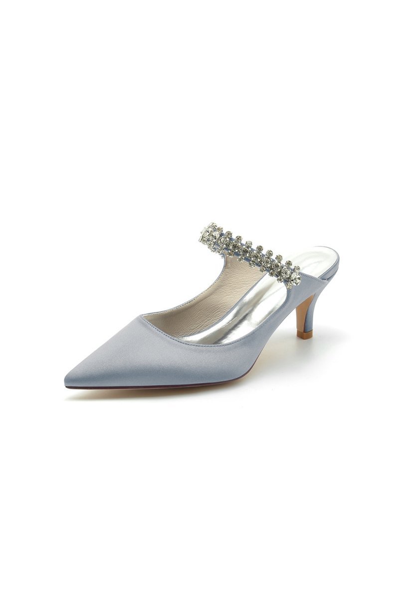 Pointed Toe Rhinestone High Heels - BOLODOO