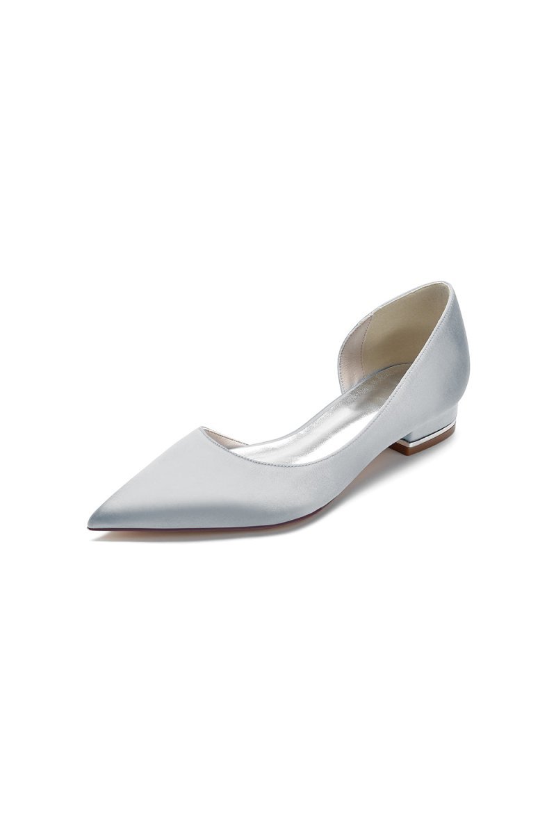 Simple Satin Pointed Toe Kitten Heels - BOLODOO