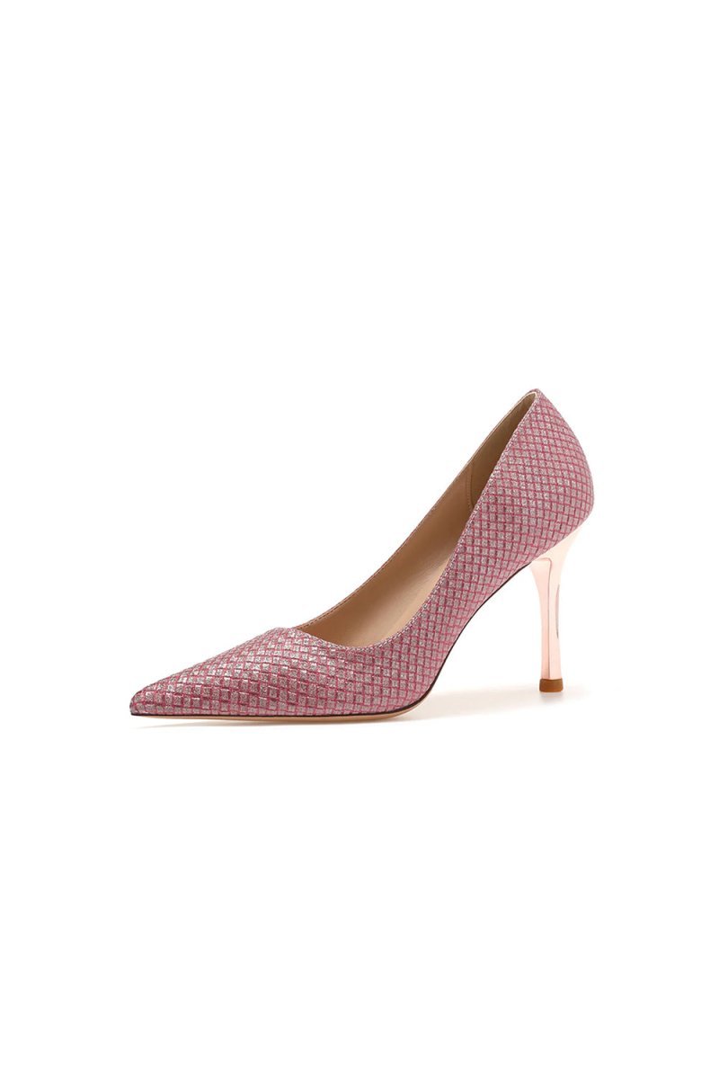 Wedding Shoes Microfiber Leather Close - Toe Stiletto Heel With Sequins - BOLODOO