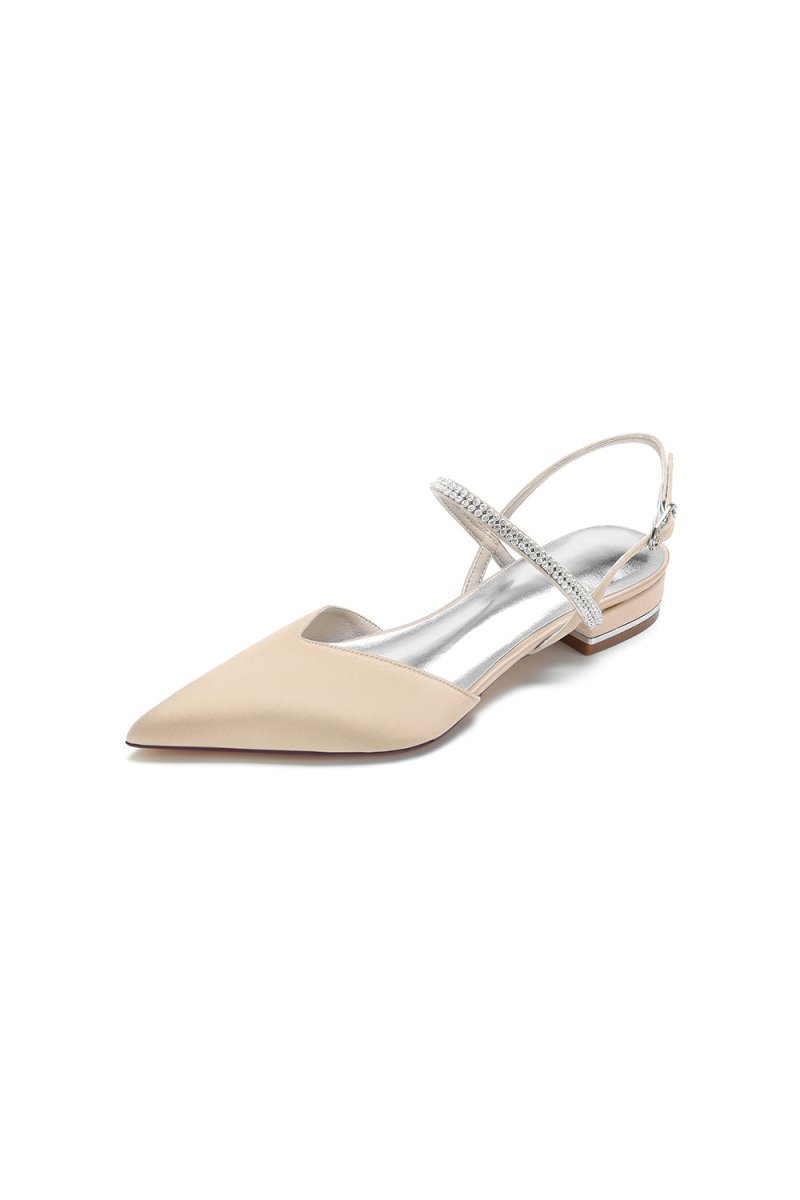 Diamond Pointed Toe Buckle Kitten Heels - BOLODOO