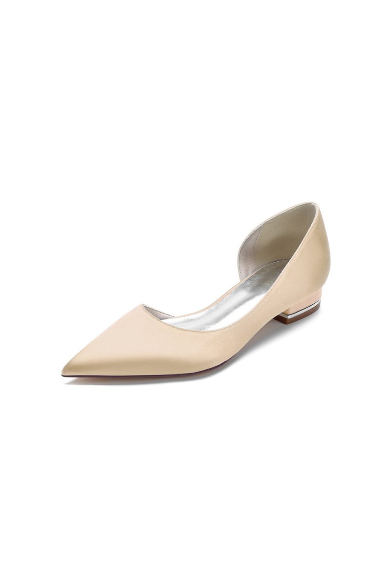 Simple Satin Pointed Toe Kitten Heels - BOLODOO