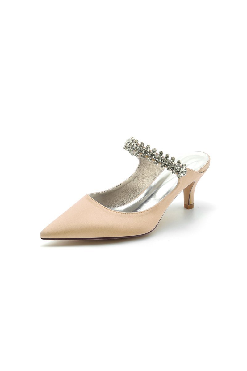 Pointed Toe Rhinestone High Heels - BOLODOO