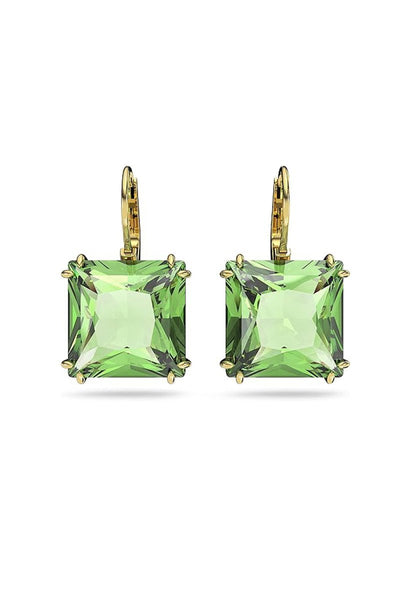 Green Crystals Gold Tone Finish Earrings - BOLODOO