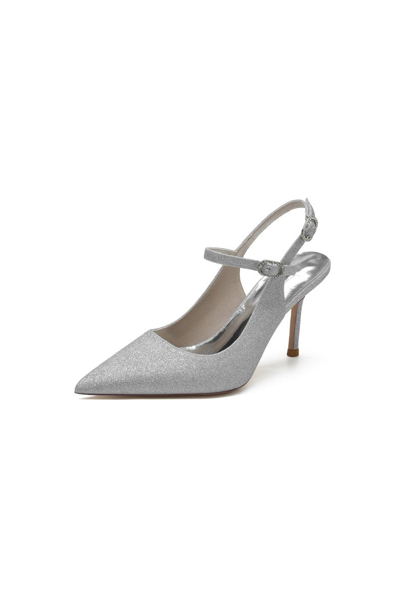 Sequin Slingback Pointed Toe High Heels - BOLODOO