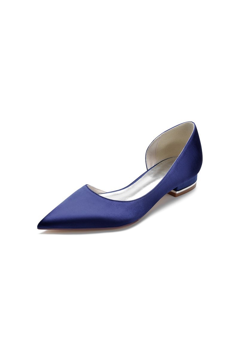 Simple Satin Pointed Toe Kitten Heels - BOLODOO
