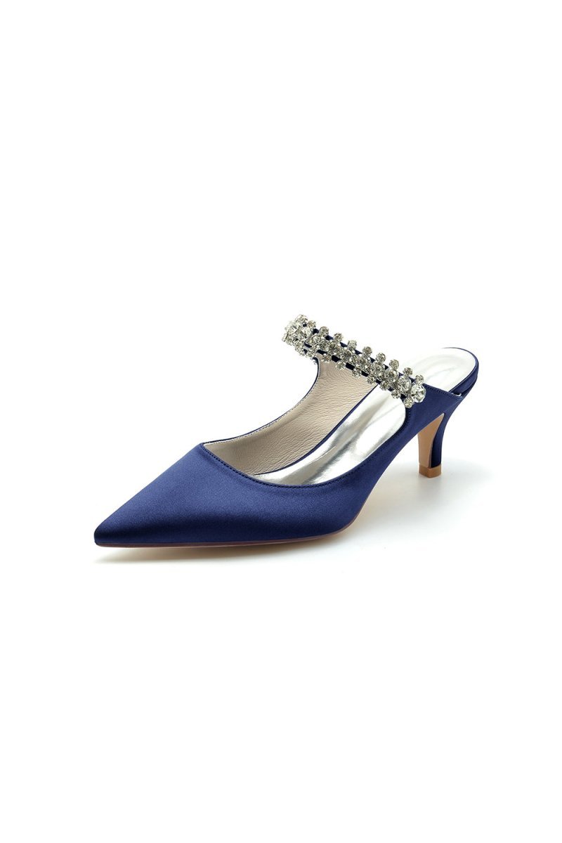 Pointed Toe Rhinestone High Heels - BOLODOO