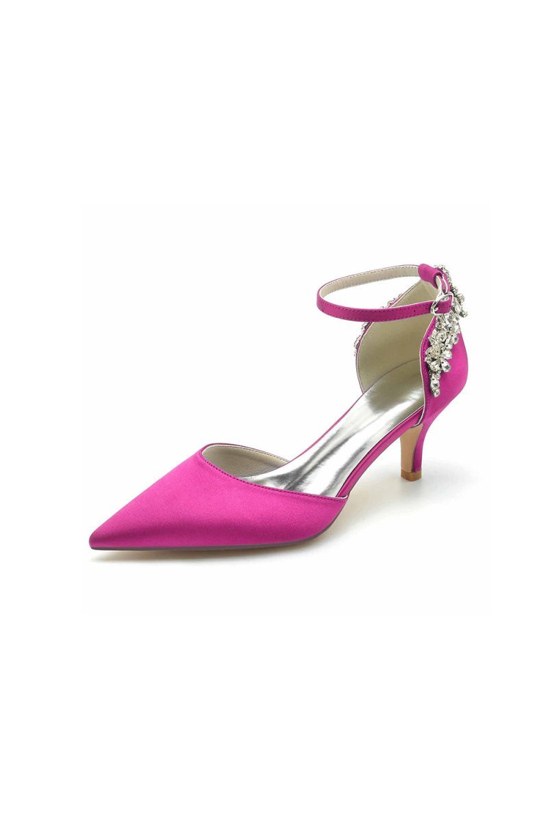 Beading Pointed Toe Ankle Strap High Heels - BOLODOO