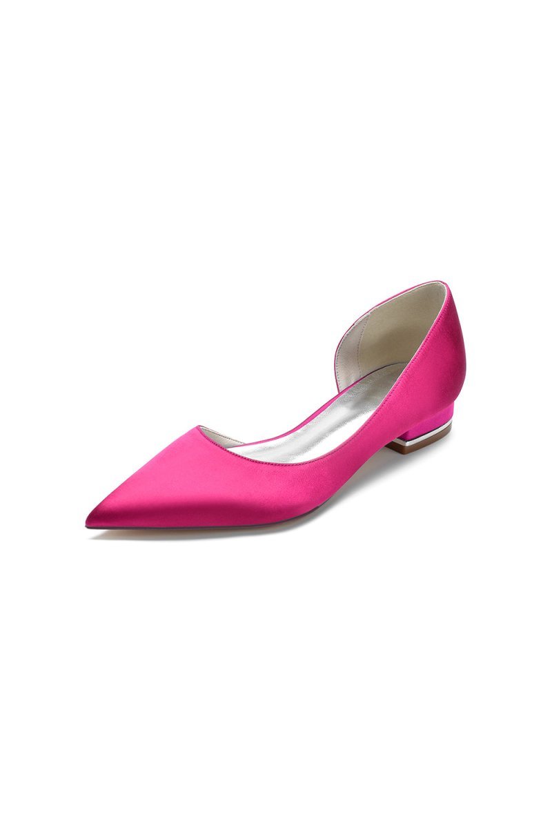 Simple Satin Pointed Toe Kitten Heels - BOLODOO