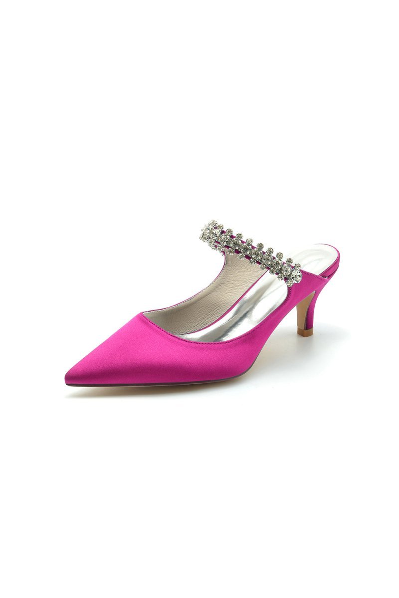 Pointed Toe Rhinestone High Heels - BOLODOO