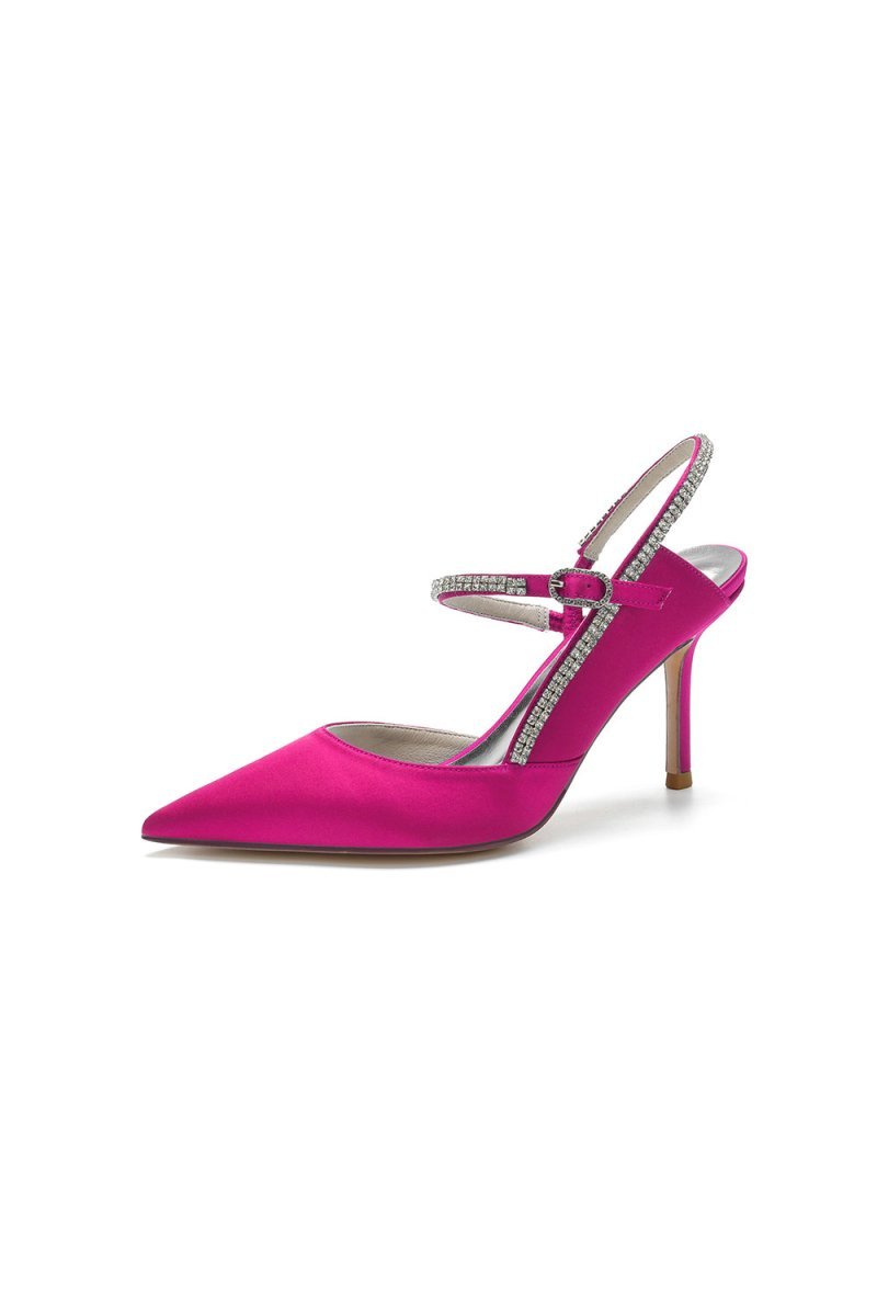 Pointed Toe Stiletto Heel with Crystal Strap - BOLODOO