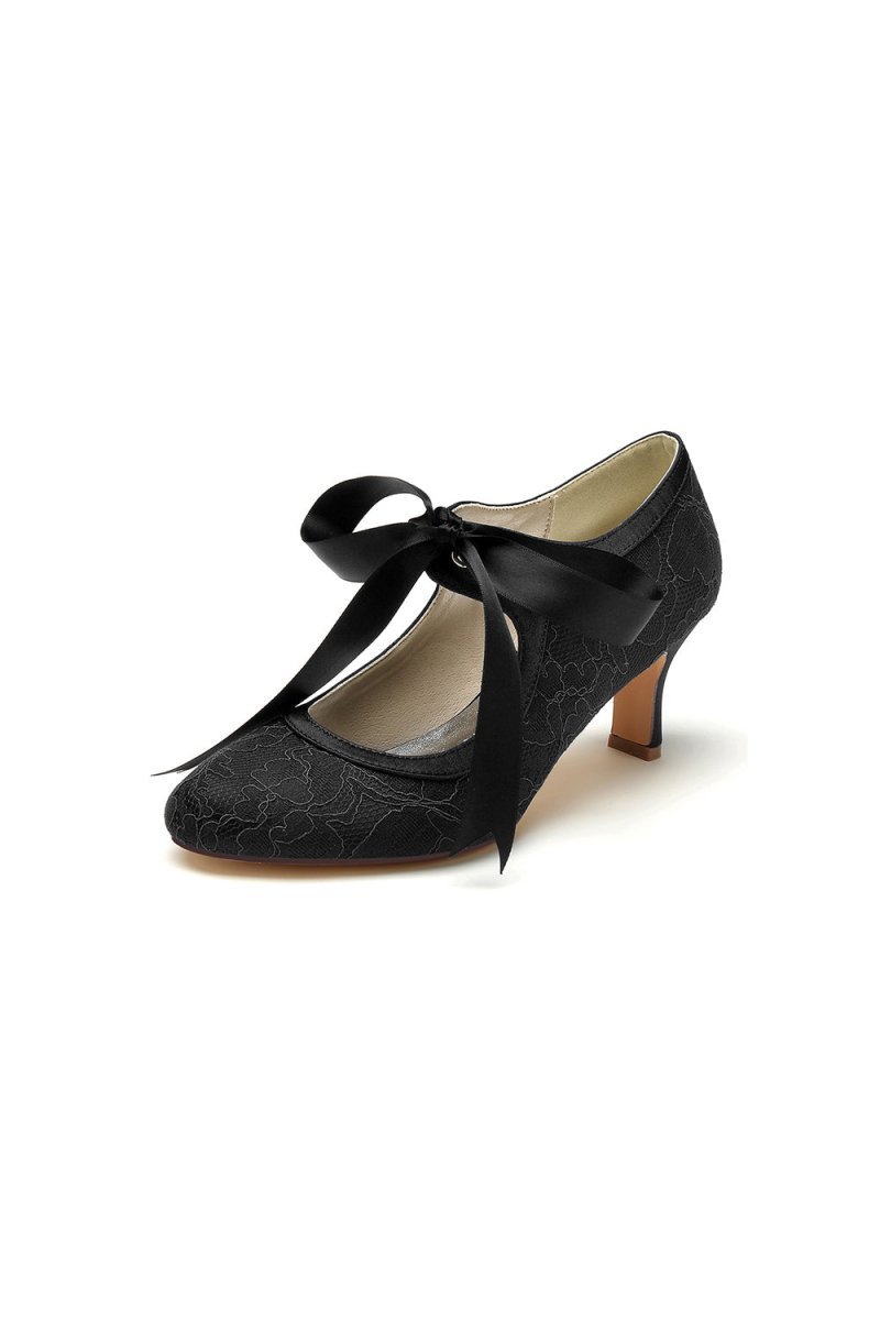 Ivory Lace High Heels Featuring a Classic Bow Design - BOLODOO