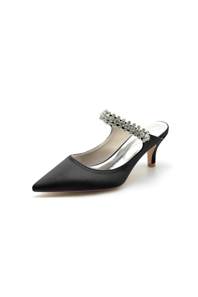 Pointed Toe Rhinestone High Heels - BOLODOO