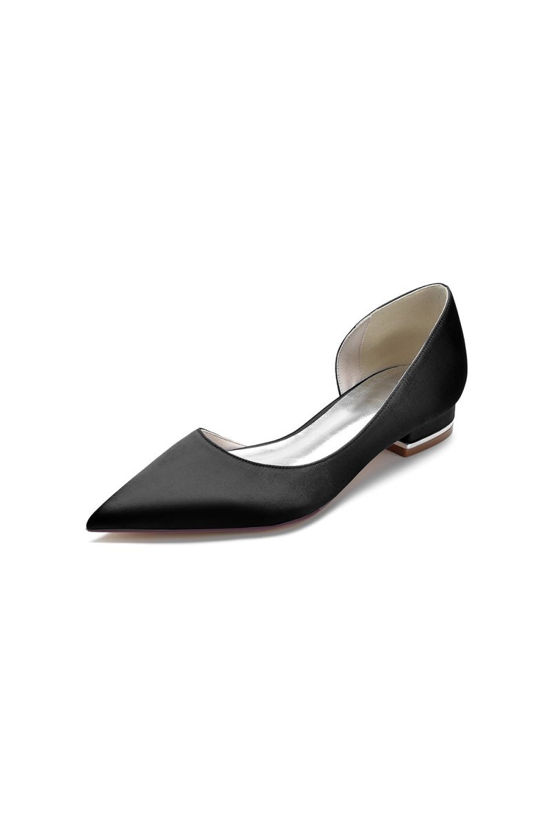 Simple Satin Pointed Toe Kitten Heels - BOLODOO